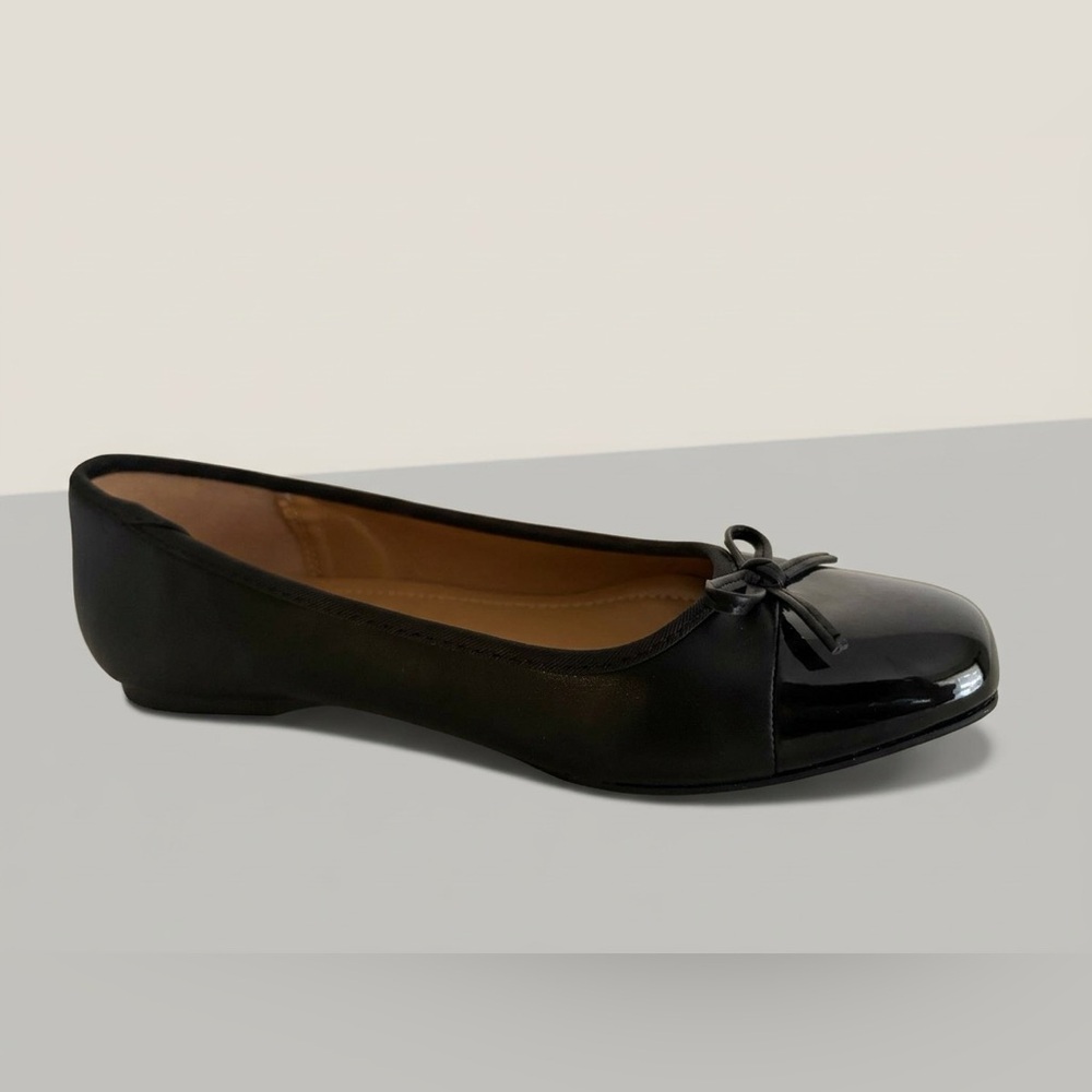 DV by Dolce Vita MOXY Ballet Flats | Black | US 8.5 | Bow + Patent Toe | NIB